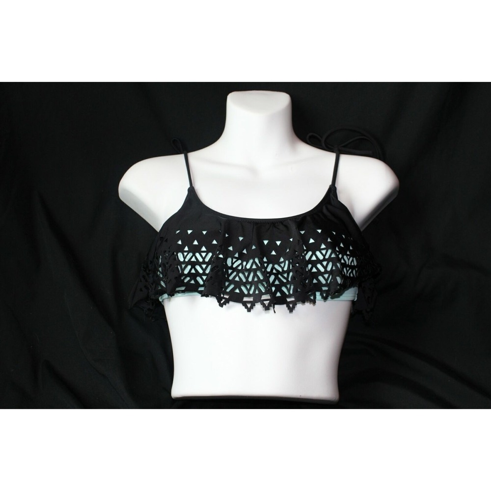 ✨2/$20 Victoria's Secret PINK Cut Out Bikini Swim Top Teal Black Women's Size XS - Picture 2 of 7